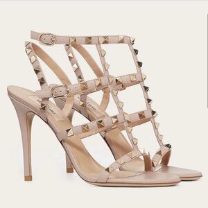 Valentino Tan Rockstud Heels 100
